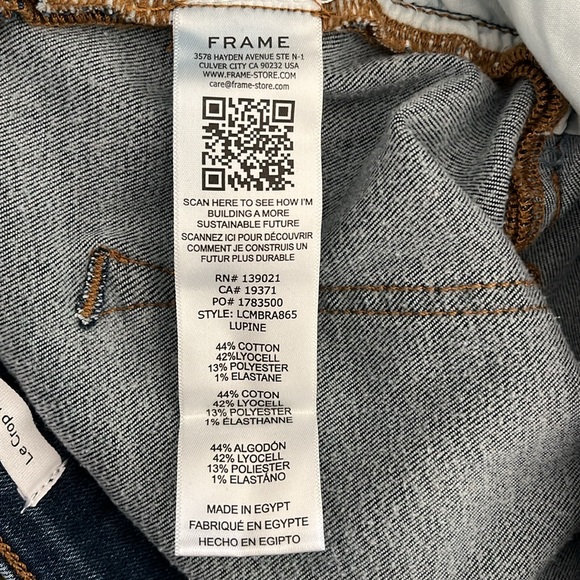 NWT-Frame Le Crop mini boot stretch denim, high rise bootcut, size 32 - Picture 5 of 6